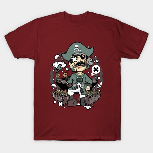 Pirate Illustration T-Shirt by Mako Design 